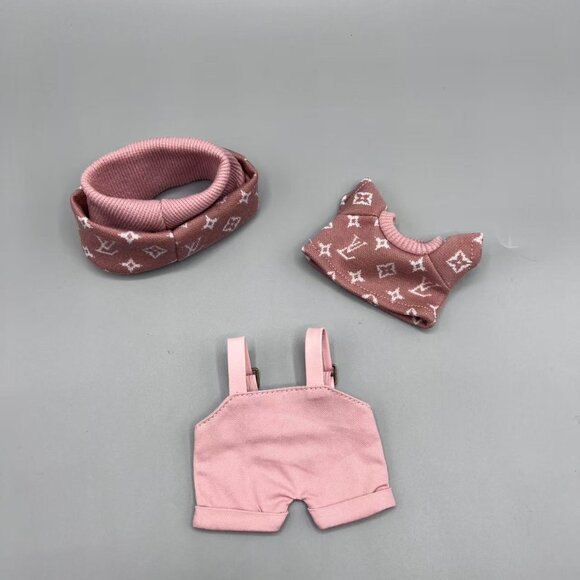 Pink 3 Pieces Overall With Shoes + Purse Fits For Labubu Doll - Picture 6 of 8